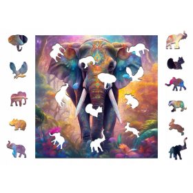    Puzzle in Legno 25 x 25 cm ELEFANTE Puzzle in legno da 145 pezzi
