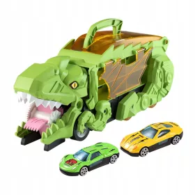    Dino Transport Car Bomboniera Montessori Pista scorrevole verde con 2 macchinine