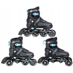    Pattini a rotelle Croxer Optima neri e turchesi, taglie 35-38
