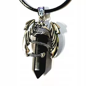    BELLISSIMA COLLANA ONICE AGATA NERA DRAGO PIETRA NATURALE CRISTALLO PENDENTE