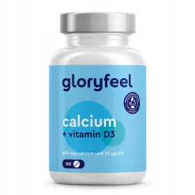   Integratore di Calcio e Vitamina D3 GloryFeel - 180 Compresse Vegetariane per la Salute di Ossa e Denti