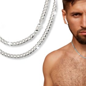    COLLANA DA UOMO CATENA IN ARGENTO 925 CON DIAMANTI SPESSORE 50 CM