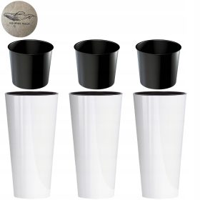    3× Vaso da fiori Whale Things 25 cm x 25 x 47,6 cm diametro 25 cm plastica bianca