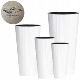    4× Vaso da fiori Whale Things 30 cm x 30 x 57 cm diametro 30 cm plastica bianca
