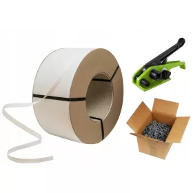   Set da imballaggio con nastro adesivo e fermagli 19 mm/1000 m