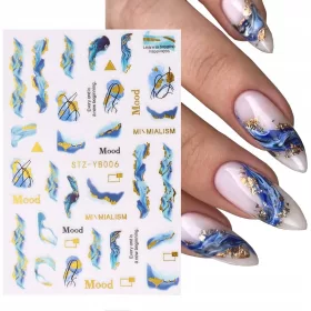  ADESIVI PER UNGHIE ORO MARMO BLU CREPE DI MARMO