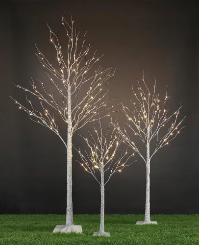 Albero Di Pasqua Illuminato 61 Cm - Betulla Bianca Con 24 LED E Uova Colorate, Alimentazione USB/Batteria, Decorazione Da Tavolo - 3