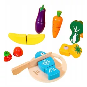    Set Velcro per Tritare Frutta e Verdura in Legno + Tagliere XXL 13 pz