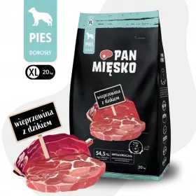    Cibo per cani Pan Carne, maiale con cinghiale, croccante, XL, 20 kg