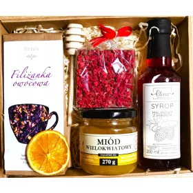    CESTO CONFEZIONE REGALO TÈ CIOCCOLATO MARMELLATA MIELE SCIROPPO