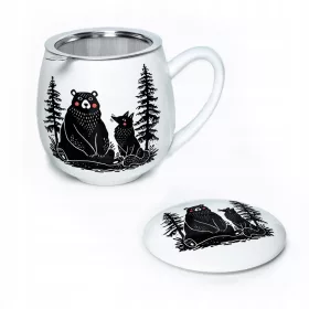    Un'affascinante tazza con un orsacchiotto e una volpe da 350 ml: un regalo per un amico
