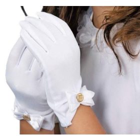  GUANTI DA COMUNIONE IHS CON FIOCCO PER COMUNIONE