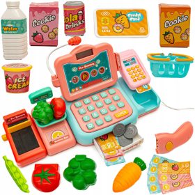   TOY Registratore di cassa per bambini IMPARARE L'INGLESE Bilancia per carrello della spesa Microfono