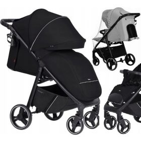    Carrello Bravo Passeggino Pure Black + Mantellina antipioggia per passeggino Caretero