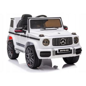   Auto a batteria per bambini Mercedes G63, bianca, ruote in morbida pelle EVA