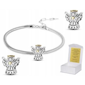    Bracciale in argento 18-22cm + regalo ANGELO per Battesimo Comunione BC402