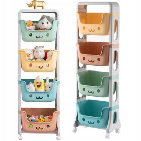    RIPIANO ARMADIO PER GIOCATTOLI IN PLASTICA CON 4 CONTENITORI