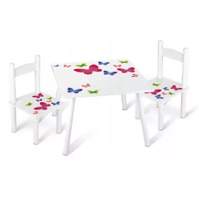  Tavolo per bambini + 2 sedie Stampa farfalla