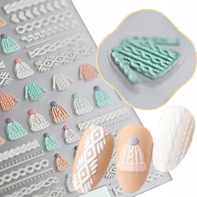    ADESIVI PER UNGHIE MAGLIONE INVERNALE CONVESSO 3D MAGLIONE MANICURE