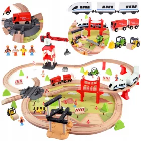    Trenino in legno per bambini, base di trasporto, gru, trenino, binari ZA4830