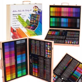    SET ARTISTICO IN LEGNO GRANDE MARCATORI pastelli colori LITTLE ARTIST 251 pz