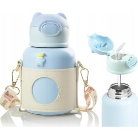    MU Borraccia termica per bambini con cannuccia, 500 ml, sportiva