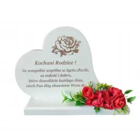    Piccolo Cuore su monumento, statuetta con supporto, fiori bianchi, QUALSIASI INCISIONE