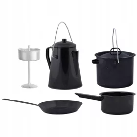  Esschert Design Utensili da campeggio, 4 pezzi, nero, FF215