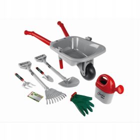 Set giocattolo di un piccolo giardiniere con una carriola