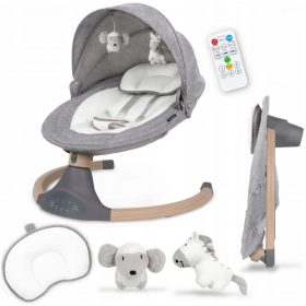    Sedia a dondolo elettrica Kidwell LUXI 2in1, grigio chiaro/legno