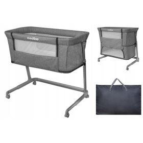    Lettino da viaggio Kids Zone 67 x 92 cm, tonalità di grigio e argento