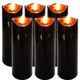   6x Candela a LED 15cm per Lampade Funerarie Colore Nero - Alternativa Ecologica