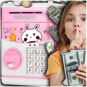    Salvadanaio elettronico Rabbit Like ATM Safe, rosa, regalo per bambina