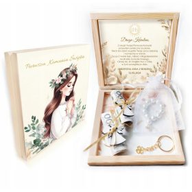    Ricordo della Santa Comunione, REGALO della Santa Comunione, Rosario, Portachiavi, Scatola