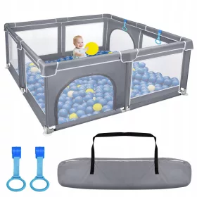    Cancello di sicurezza per box per bambini Aufun grigio scuro, 150x180x68 cm