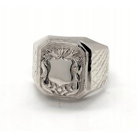  Anello con stemma in argento per incisione 0,925