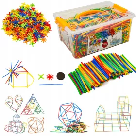    SET DI BLOCCHI DA COSTRUZIONE GRANDI per Bambini Cannucce Tubi Bastoncini 1200 pz.