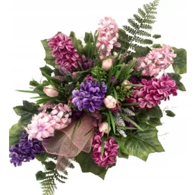  Decorazione tombale, bouquet cimiteriale, rosa e viola