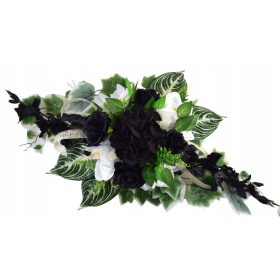    COMPOSIZIONE IN CREMA PER TOMBA CIMITERO MONUMENTO FIORI ARTIFICIALI PEONIE GLOIODOLI