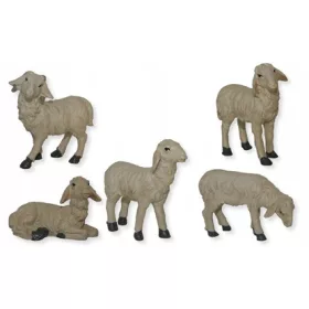    Gruppo di pecore alte fino a 2,5 cm, 5 pezzi per figure 5-6 cm