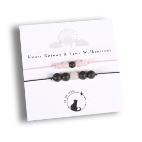    Un set di bracciali per coppie di amici, pietra naturale, quarzo rosa e lava