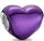  Charms cuore viola metallizzato in argento 925