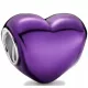  Charms cuore viola metallizzato in argento 925
