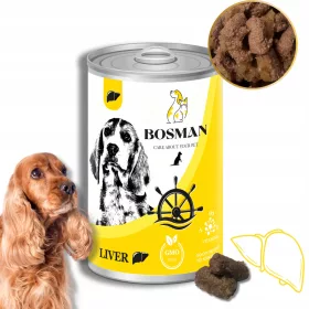    BOSMAN alimento umido in lattina per cani di tutte le razze CON FEGATO 12x1240 g