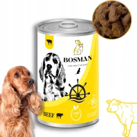    BOSMAN alimento umido in lattina per cani di tutte le razze CON MANZO 12x1240 g