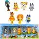  BLUEY SET DI 7 STATUINE FIGURINE DI FAMIGLIA BINGO CHILI BANDIT REGALO MAMMA 8 CM