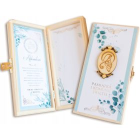    Ricordo della Prima Comunione con medaglia in legno *Salvadanaio*