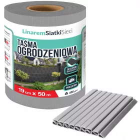    NASTRO PER RECINZIONE 19cmx50m +COPERTURA UV PER RECINZIONI A PANNELLI FENCE GRIGIO