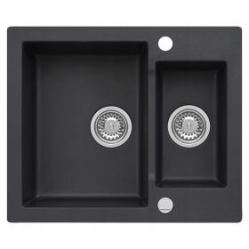  Lavello Moderno Annie da una vasca e mezza, granito nero