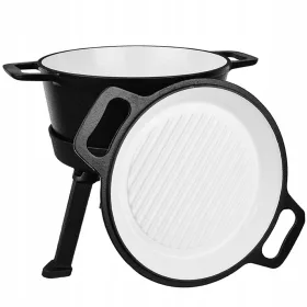  PENTOLA IN GHISA 3 IN 1 CON COPERCHIO GRILL SMALTO 5L